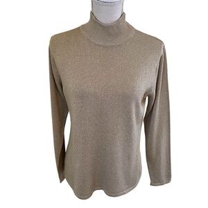 Talbots Vintage Metallic/Silk Gold Mock Neck Sweater MP